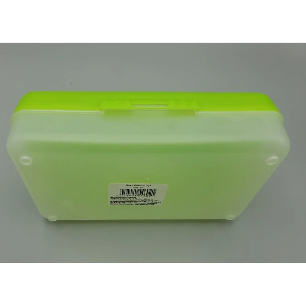 Spacemaker Vintage 1990s Plastic Pencil Case‎ Box Neon Green Top Frosted Bottom
